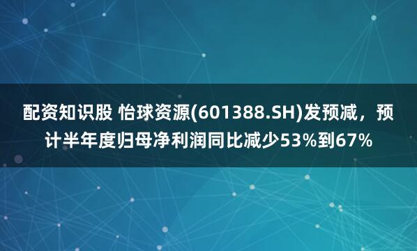 配资知识股 怡球资源(601388.SH)发预减，预计半年度归母净利润同比减少53%到67%